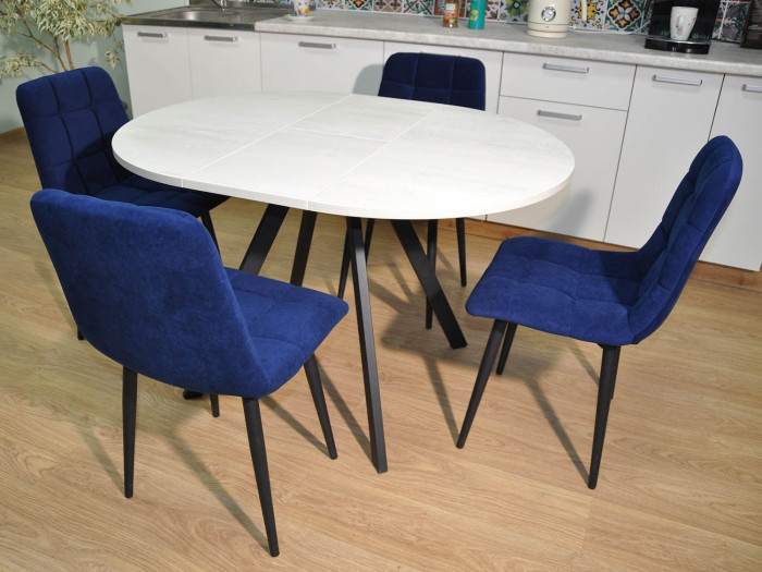 Обеденная группа Нарди / Стул Х 4 шт. / Бетон белый/черный / бид 36