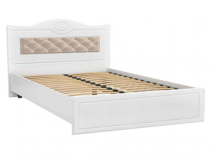 Кровать 1600 с мягким элементом Монако МН-9 + МН-9А белое дерево