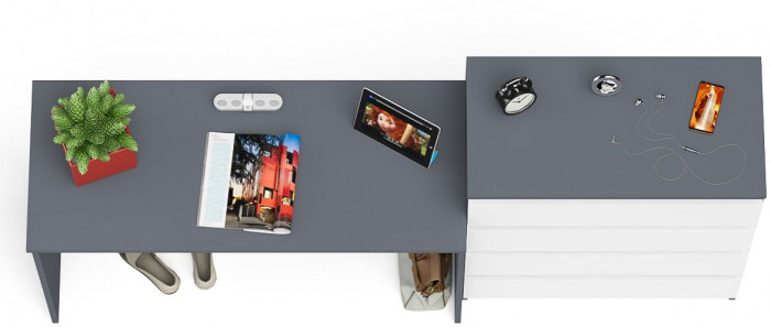 Мори письменный стол МСП1200.1 + Комод МК800.4, графит/белый