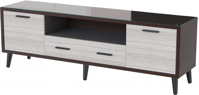 Тумба ТВ интерьерная 1,6 Ланс коричневый/мдф сандал белый