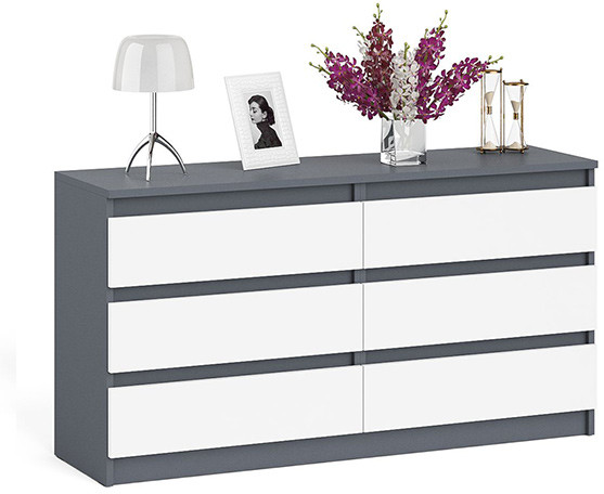 Мори Комод МК1380.6, цвет графит/белый, ШхГхВ 138х41х73 см.