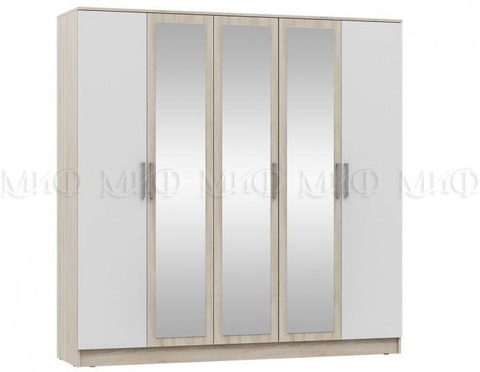 Мартина Шкаф для одежды 5-дверный (Белый глянец, Венге)