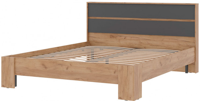 Хелен КР 03 Кровать 1.6х2.0 (1,670х0,928х2,114) серый графит/дуб крафт золото