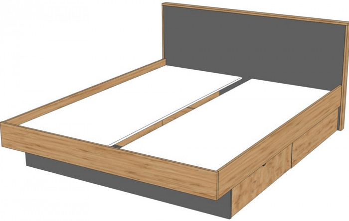 Кровать KING-SIZE 180х200 "Мишель" - Дуб наварра/Антрацит