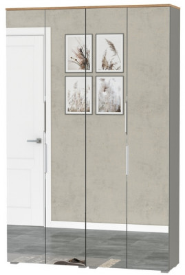 Октава 13.338 Шкаф для одежды + 13.338 Шкаф, цвет серый графит/дуб крафт золотой/фасады МДФ серый графит и зеркало, ШхГхВ 128,8х35,3х197,6 см.