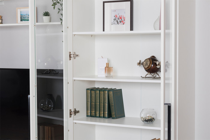 Валенсия Гостиная № 125, цвет ЛДСП белый шагрень/МДФ белый шагрень, ШхГхВ 405,4х38,4х225,2 см., универсальная сборка