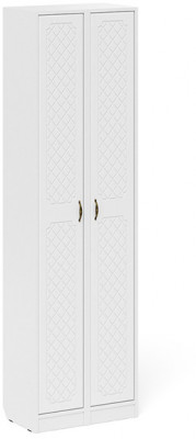 Прихожая П-6 Пенал + Пенал, цвет белая шагрень/фасады МДФ белое дерево фрезеровка ромб, ШхГхВ 60х35х210 см., универсальная сборка