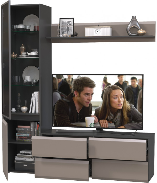 Сидней Комплектация № 048, корпус: антрацит/фасады: МДФ веллюто капучино