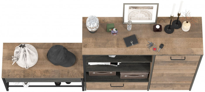 Трувор 13.241.03 Тумба для обуви + 13.307.01 Комод, дуб гранж песочный/интра