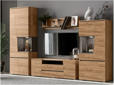 Модульная гостиная Соренто, композиция 1 (Дуб Крафт / Бетон)