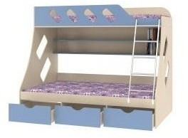 Дельта-20.01 Детская двухъярусная кровать с лестницей (Розовый, Дуб молочный)