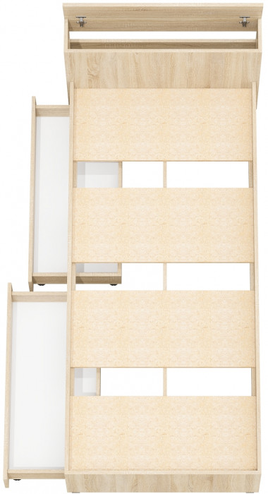 Ксения Кровать с ящиками 0900, цвет дуб сонома, ШхГхВ 96,4х221,6х72 см., сп.м. 900х2000 мм., без матраса, основание есть, универсальная сборка