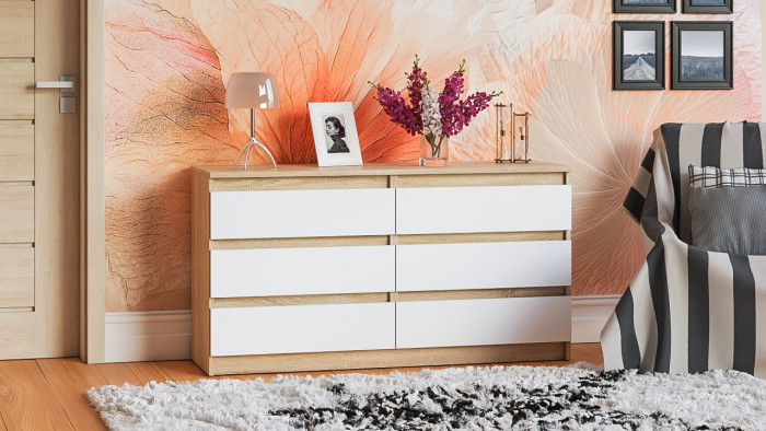 Мори Комод МК1380.6, цвет дуб сонома/белый, ШхГхВ 138х41х73 см.