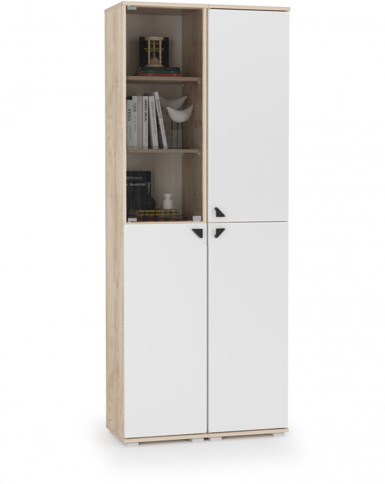 КР100 Бостон № 47, цвет дуб эндгрейн элегантный/фасады МДФ милк рикамо софт, 13.154+13.155, ШхГхВ 77,2х35,1х194,4 см., универсальная сборка