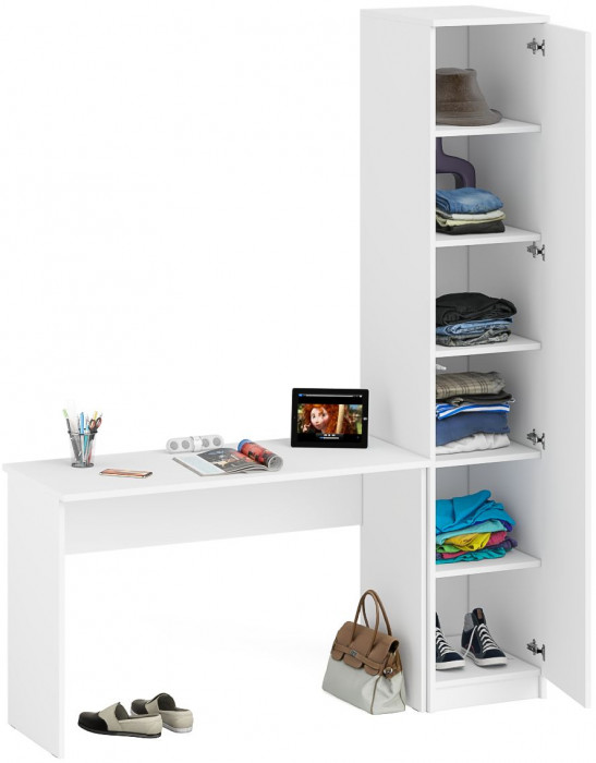 Мори письменный стол МСП1200.1 + Пенал МШ400.1, белый