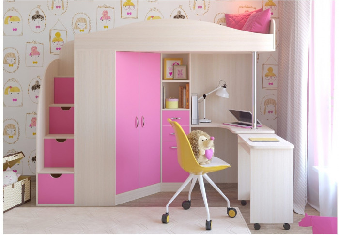 Кровать-чердак Юниор 4 (Ясень Анкор Темный/Винтерберг)