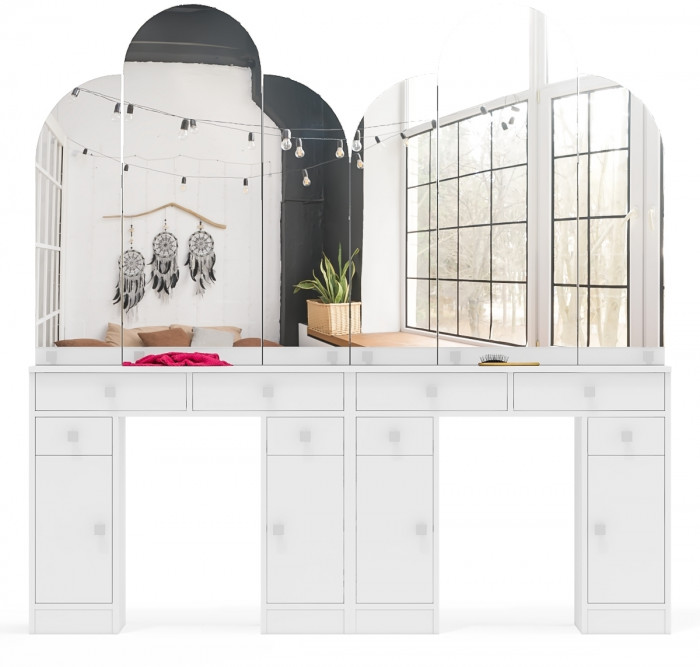 Два туалетных столика Трельяжа МД №2, белый шагрень