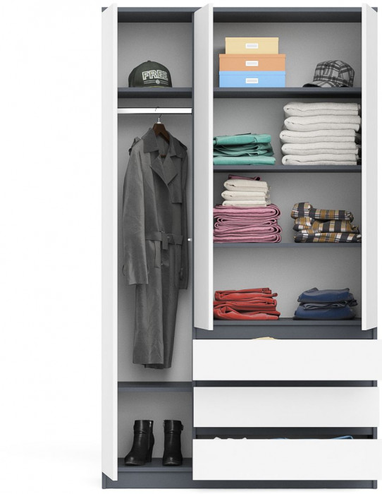 Мори Шкаф МШ1200.1, графит/белый