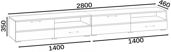 Тумба под ТВ Ларго 1, корпус белый/фасады МДФ белый глянец
