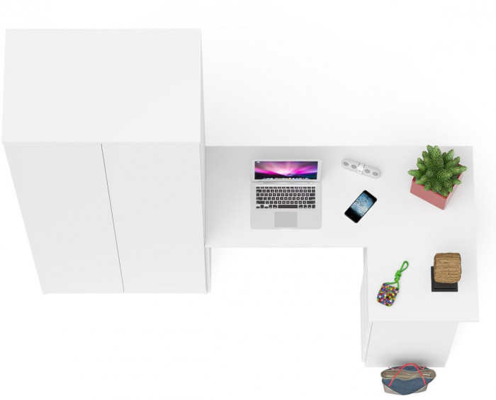 Мори компьютерный стол МС-16 правый + Шкаф МШ800.1, белый