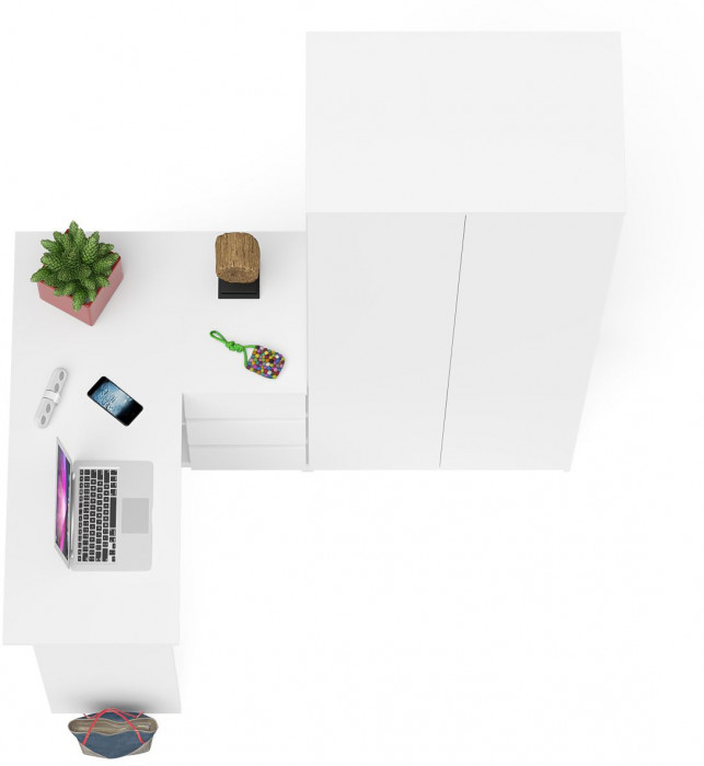 Мори компьютерный стол МС-16 правый + Шкаф МШ800.1, белый