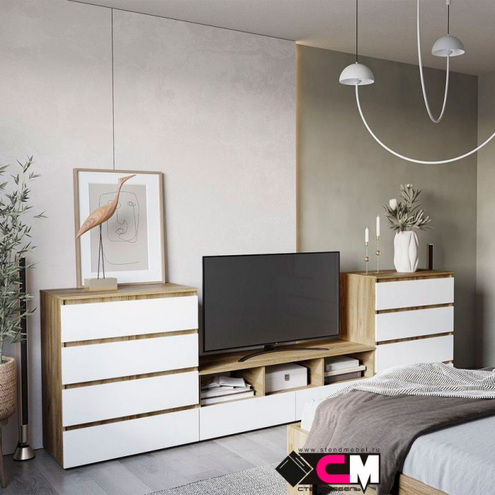 Хелен КМ 02 Комод 802 4 ящика (0,802х0,958х0,460) серый графит/дуб крафт золото