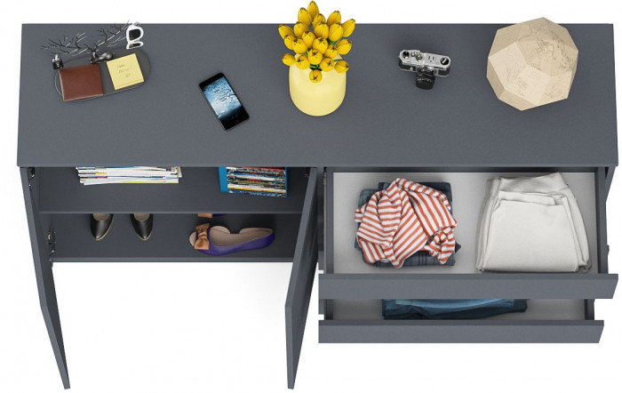 Мори Комод МК1600.1, цвет графит, ШхГхВ 160,4х41х94 см., НЕ универсальная сборка