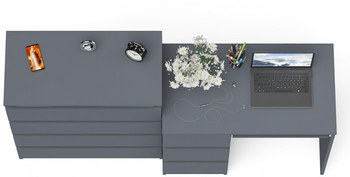 Мори компьютерный стол МС-6 левый + Комод МК800.4, графит