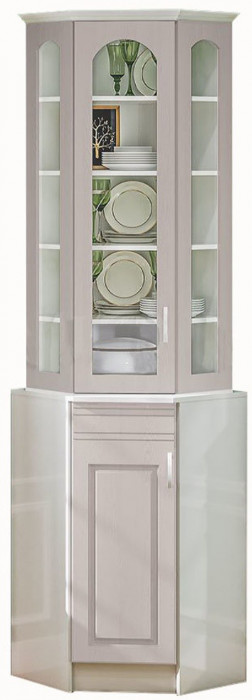 Буфет Констанция угловой (Белый матовый / голубой)