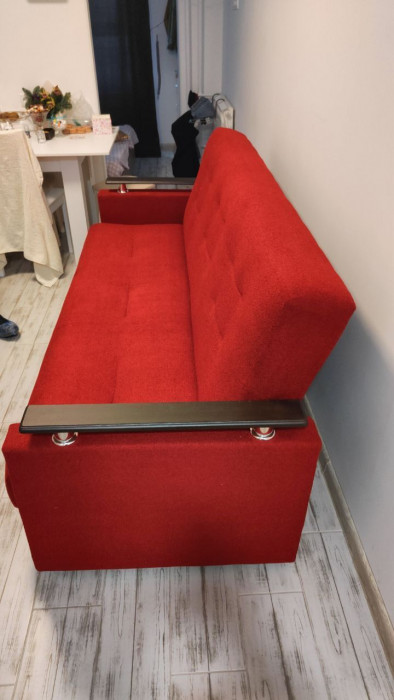 Раскладной диван-кровать, прямой, книжка, цвет красный, Милан Люкс 140
