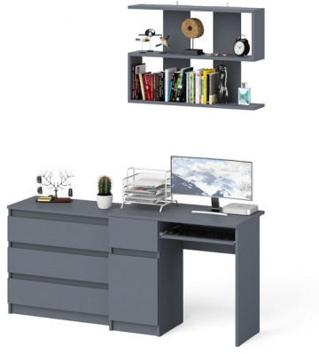 Мори компьютерный стол МС-1 левый + Комод МК800.1 + Полка 900, графит
