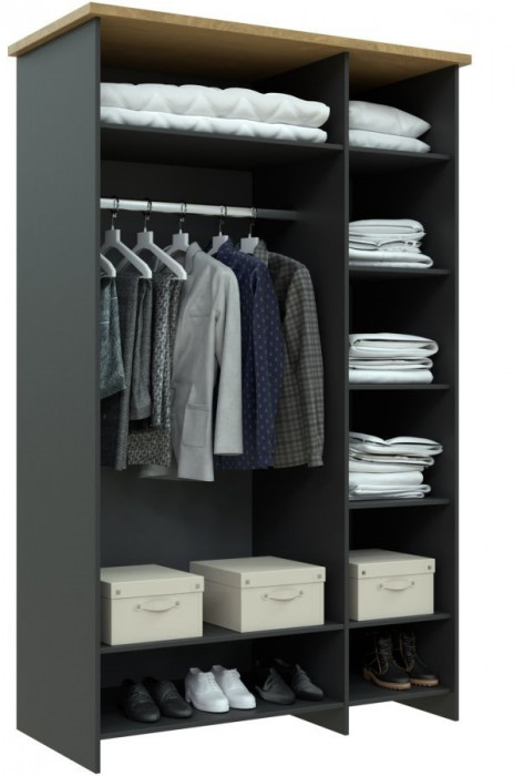 Шкаф трехдверный "Скандинавия" - Антрацит/Дуб наварра