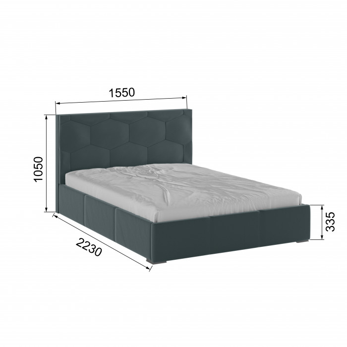 Манука Кровать интерьерная 140 серый, ПМ