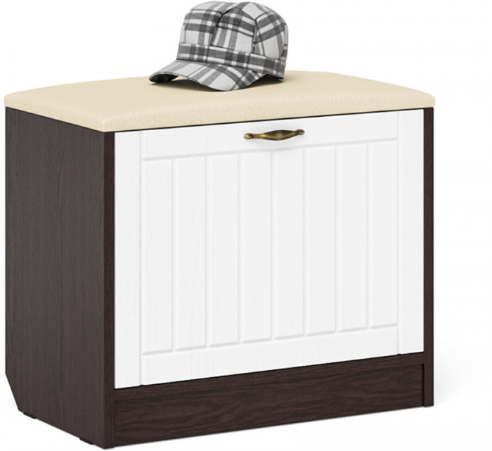 Прихожая П-6 Компоновка № 09, цвет венге/фасады МДФ белое дерево фрезеровка прованс, ШхГхВ 180х50х210 см., универсальная сборка