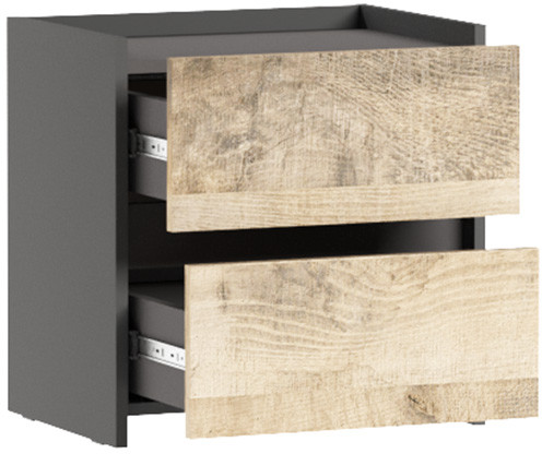 Тумба прикроватная Денвер 2Я, Графит, Дуб гранж песочный
