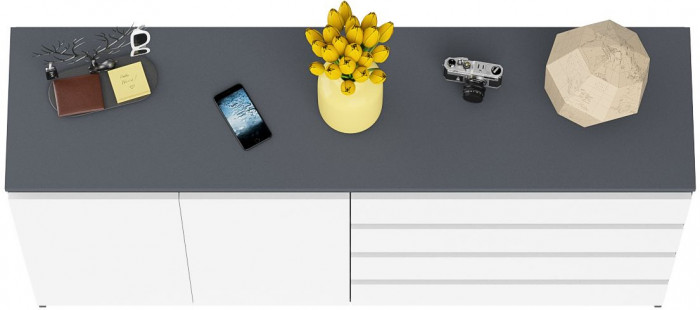 Мори Комод МК1600.1, цвет графит/белый, ШхГхВ 160,4х41х94 см., НЕ универсальная сборка