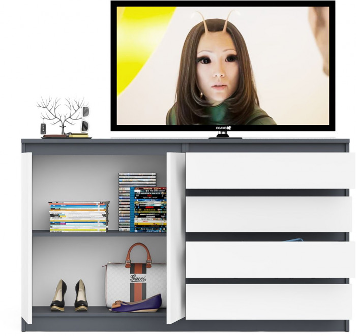 Мори Комод МК1600.1, цвет графит/белый, ШхГхВ 160,4х41х94 см., НЕ универсальная сборка