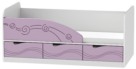 Кровать Бриз-4 80х160 Волна (Ирис/Белый/Левый)