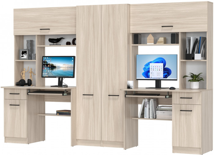 Два стола рабочих 6-0603ТМяс.св Альфа, ясень шимо светлый