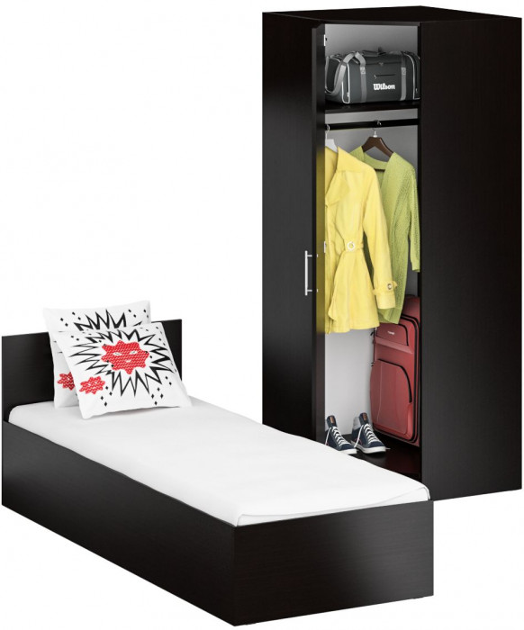 Кровать 0800 + угловой шкаф Стандарт, венге