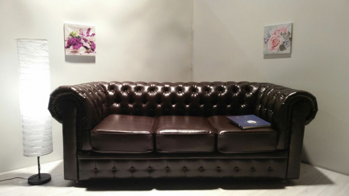 Диван Честер 3- х местный, коричневый