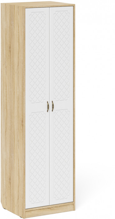 Прихожая П-6 Компоновка № 15, цвет дуб сонома/фасады МДФ белое дерево фрезеровка ромб, ШхГхВ 180х50х210 см., универсальная сборка