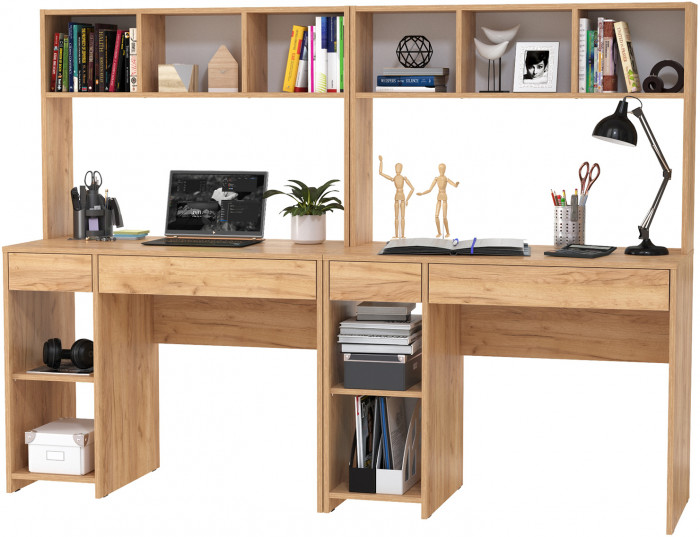 компьютерный стол Комфорт 12.77F + компьютерный стол Комфорт 12.77F, дуб крафт золотой