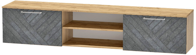 Тумба-2 под ТВ подвесная "Иннэс-7", Крафт золотой/Бетон графит