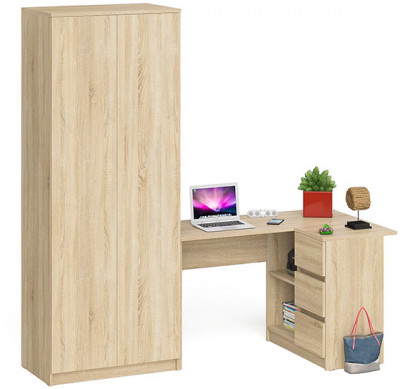Мори компьютерный стол МС-16 правый + Шкаф МШ800.1, дуб сонома