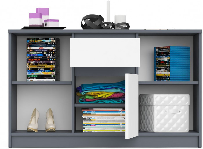 Мори Тумба ТВ МТВ1204.1, цвет графит/белый, ШхГхВ 120,4х41х73 см.