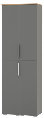 Октава 13.228 Шкаф-пенал + 13.228 Шкаф-пенал, цвет серый графит/дуб крафт золотой/фасады МДФ серый графит, ШхГхВ 64,4х35,3х197,6 см.