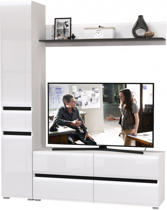 Сидней Комплектация № 051, корпус: белый/чёрный/фасады: МДФ белый глянец