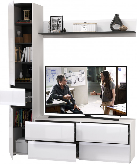 Сидней Комплектация № 051, корпус: белый/чёрный/фасады: МДФ белый глянец