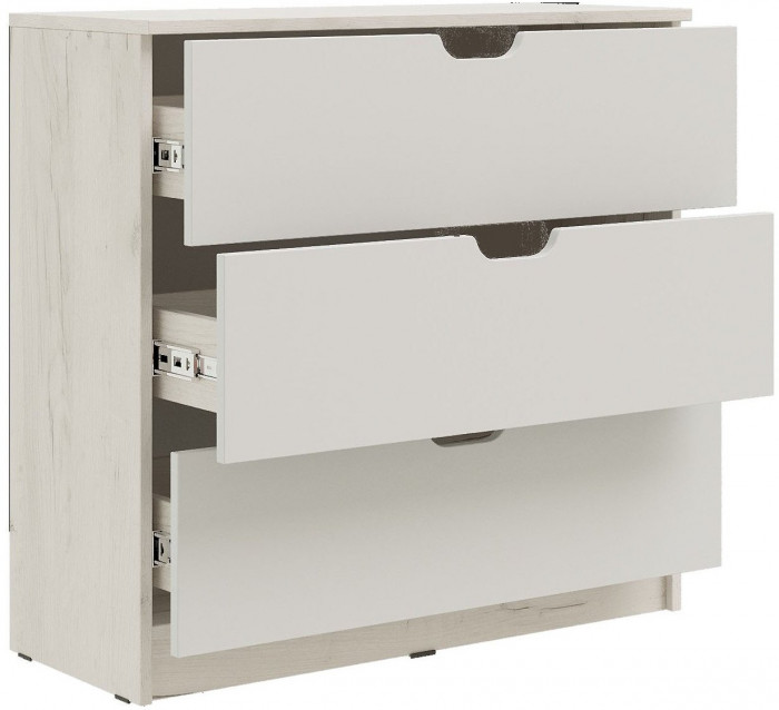 Юниор-4 Комод 3 ящика (800) (Шарли бриз, Крафт белый)